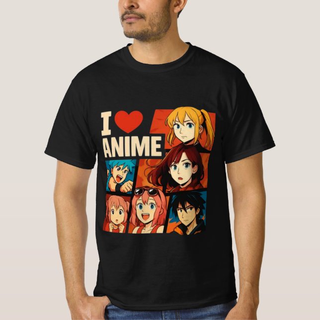 I Liebe Anime Fan Art T-Shirt (Vorderseite)