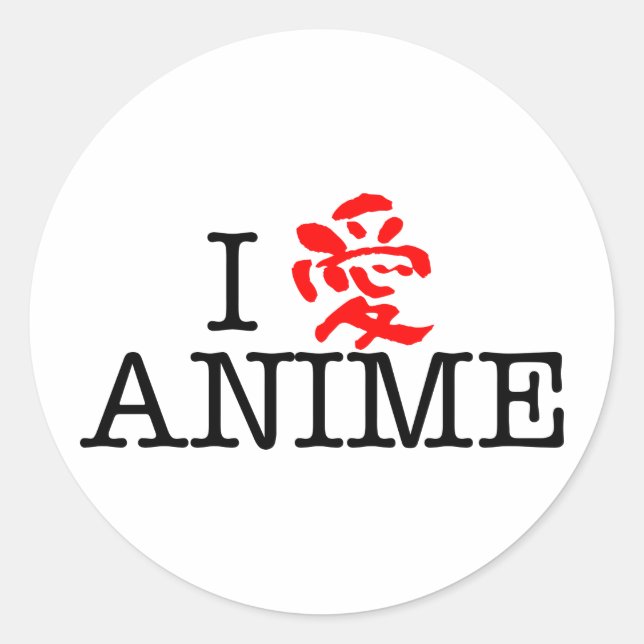 I Liebe Anime Runder Aufkleber (Vorderseite)