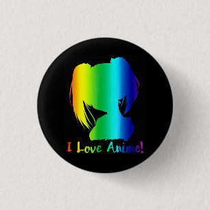 i Liebe animiert lustiges Manga-Cosplay Button