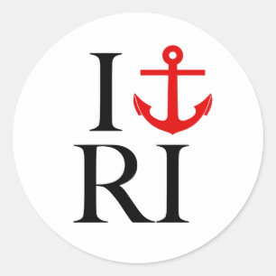 I Liebe (Anker) RI Runder Aufkleber
