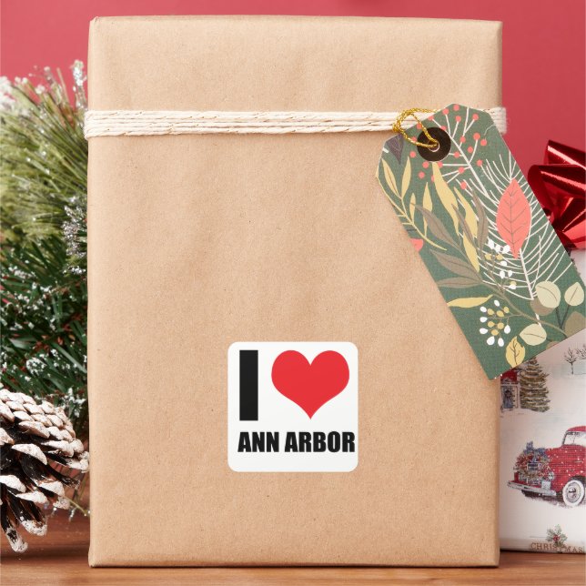 I Liebe Ann Arbor Quadratischer Aufkleber (Feiertag)