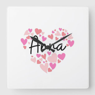 I Liebe Anna Quadratische Wanduhr