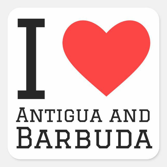 I Liebe Antigua und Barbuda Quadratischer Aufkleber (Vorderseite)