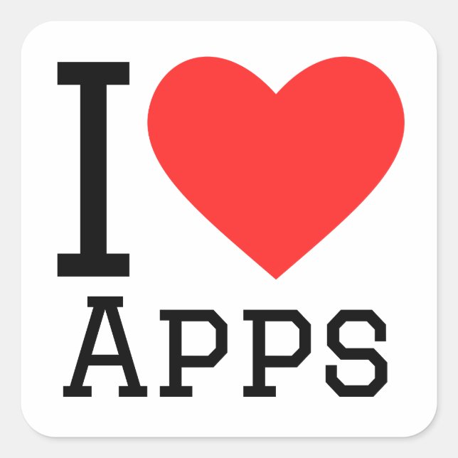 I Liebe Apps Quadratischer Aufkleber (Vorderseite)