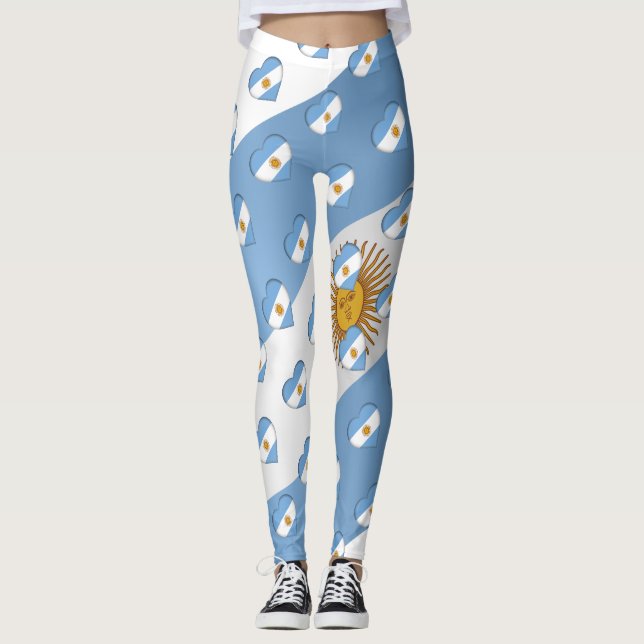 I Liebe Argentinienflagge Herz Muster Argentiniens Leggings (Vorderseite)