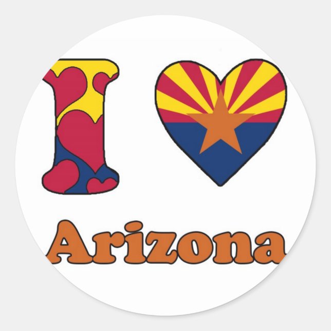 I Liebe Arizona Runder Aufkleber (Vorderseite)