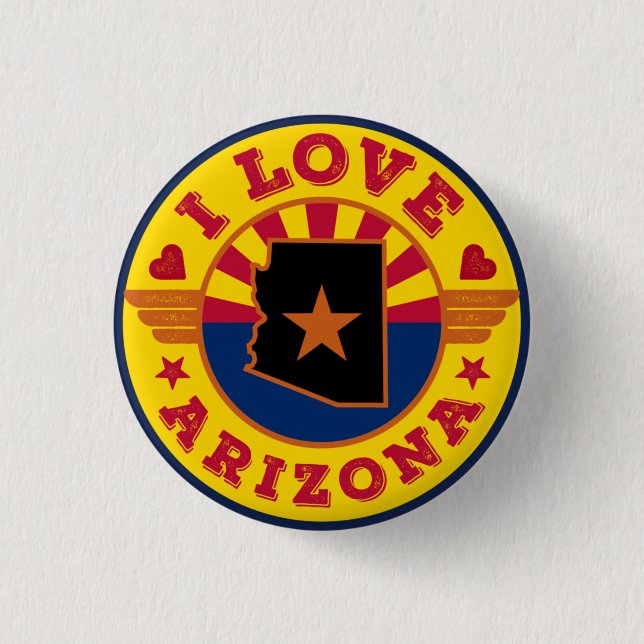 I Liebe Arizona Staat Karte und Flagge Button (Vorderseite)