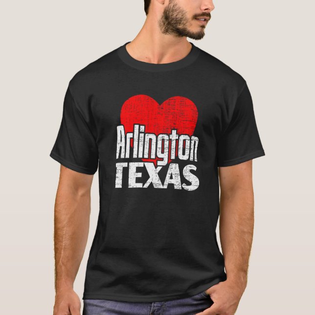 I Liebe Arlington Texas Retro Big Heart Arlington  T-Shirt (Vorderseite)