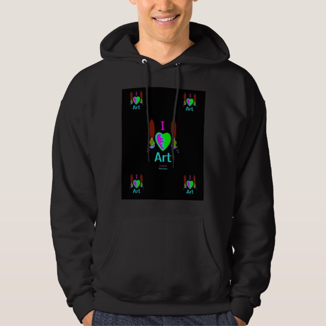 I Liebe Art Men's Black Pullover Hoodie (Vorderseite)