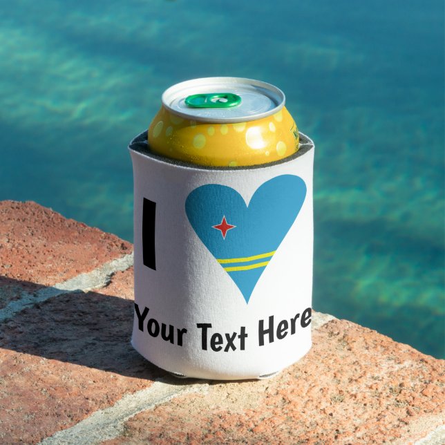 I Liebe (Aruba Herzenflagge) Personalisiert Dosenkühler (In Situ Pool)
