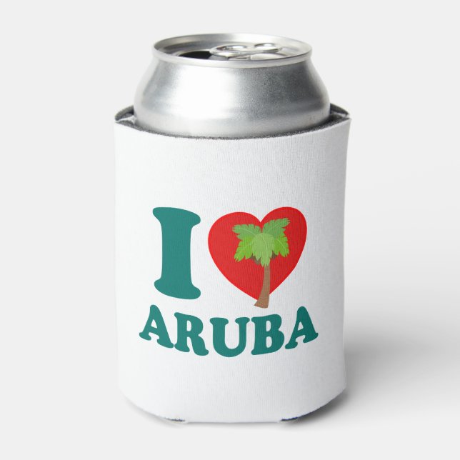 I Liebe Aruba Palm Tree Dosenkühler (Kanne Vorderseite)