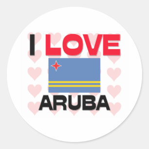I Liebe Aruba Runder Aufkleber