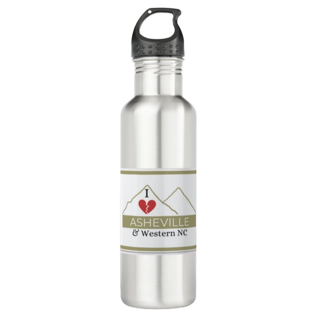 I Liebe Asheville & Western NC Aufkleber Edelstahlflasche (Vorderseite)