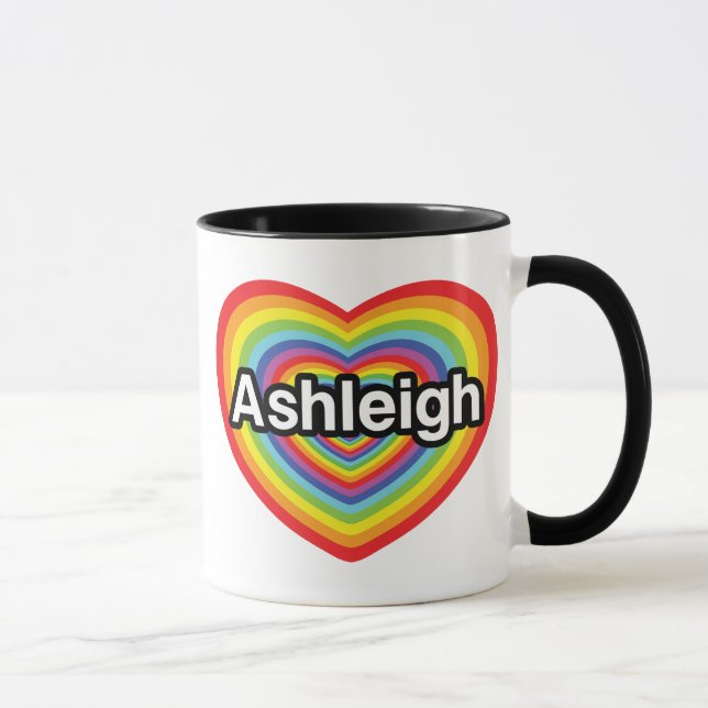 I Liebe Ashleigh, Regenbogenherz Tasse (Rechts)