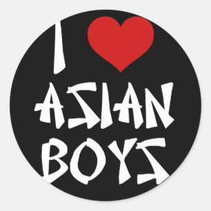 I Liebe Asiatische Jungen Runder Aufkleber