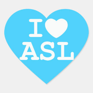 I Liebe ASL (Farbe) Herz-Aufkleber