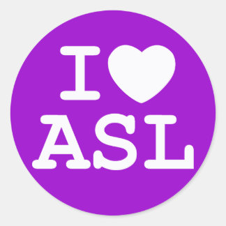 I Liebe ASL (Farbe) Runder Aufkleber