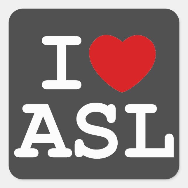 I LIEBE ASL QUADRATISCHER AUFKLEBER (Vorderseite)