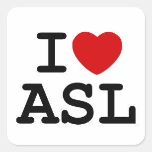 I LIEBE ASL QUADRATISCHER AUFKLEBER