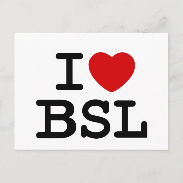I Liebe ASL (weiß) Postkarte (Vorderseite)