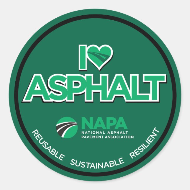 I Liebe Asphalt Aufkleber - Runde (Vorderseite)