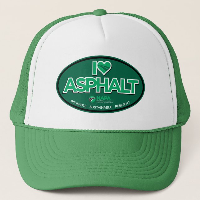 I Liebe Asphalt Trucker Hat - Grün Truckerkappe (Vorderseite)