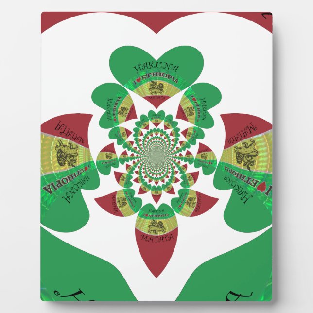 I Liebe Äthiopia Kaleidoscope - Heartfelt Rasta Ar Fotoplatte (Vorderseite)