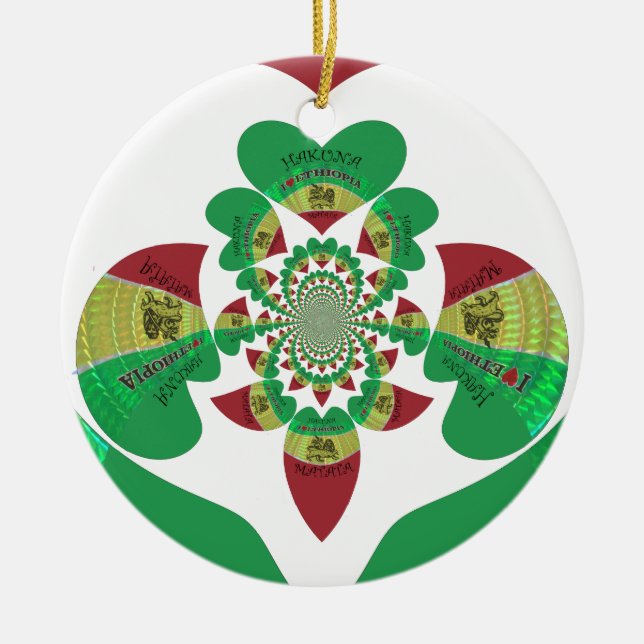 I Liebe Äthiopia Kaleidoscope - Heartfelt Rasta Ar Keramikornament (Vorne)