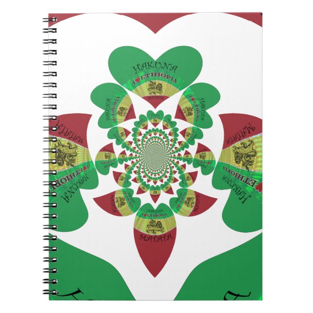 I Liebe Äthiopia Kaleidoscope - Heartfelt Rasta Ar Notizblock (Vorderseite)