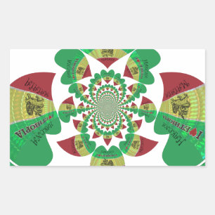 I Liebe Äthiopia Kaleidoscope - Heartfelt Rasta Ar Rechteckiger Aufkleber