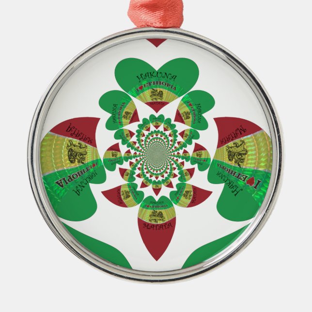 I Liebe Äthiopien Liebliche Herzklopfen Silbernes Ornament (Vorne)