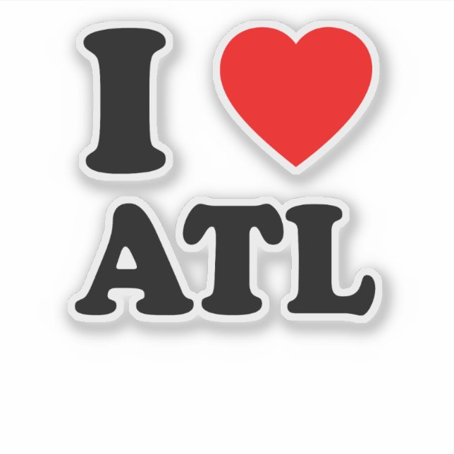 I Liebe Atl Heart Cool Atlanta Aufkleber (Vorderseite)