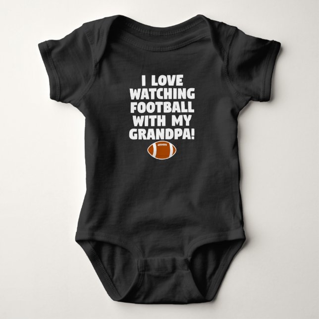 I Liebe-aufpassender Fußball mit meinem Großvater Baby Strampler (Vorderseite)