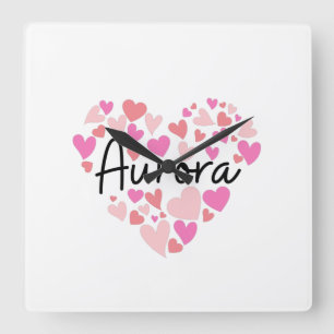 I Liebe Aurora Quadratische Wanduhr