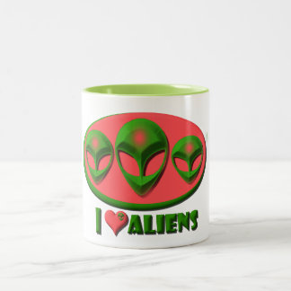 I Liebe-Außerirdische Zweifarbige Tasse