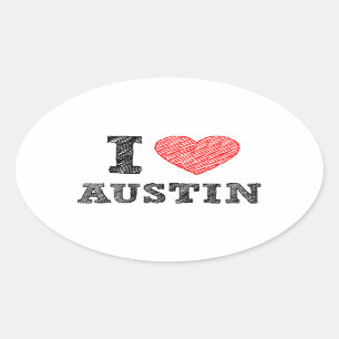 I Liebe Austin Ovaler Aufkleber