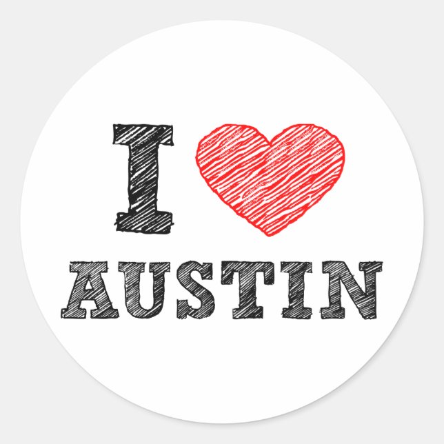 I Liebe Austin Runder Aufkleber (Vorderseite)