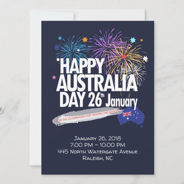 "I LIEBE AUSTRALIA" Australien Tag 26. Januar Einladung (Vorderseite)