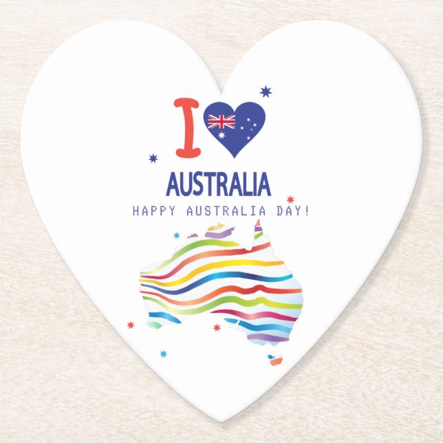 "I LIEBE AUSTRALIA" Australien Tag 26. Januar Untersetzer (Vorderseite)