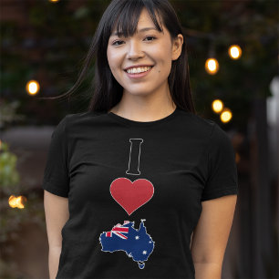I Liebe Australia Fun I Heart Australian Flag Kart T-Shirt