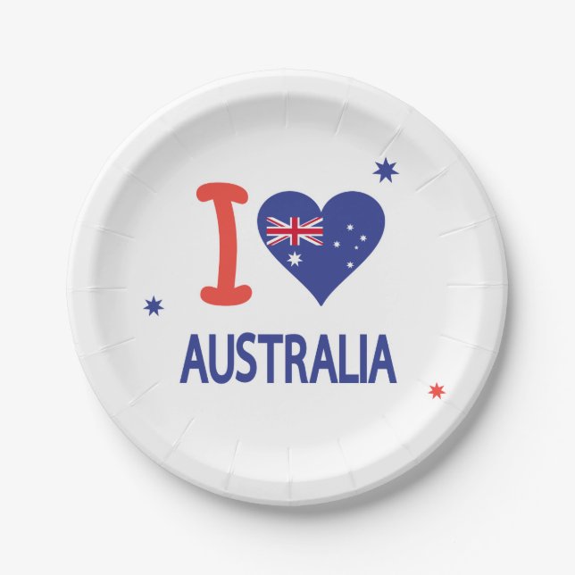 I LIEBE AUSTRALIA glücklich Australien Tag Pappteller (Vorderseite)