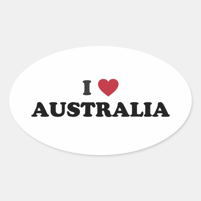 I Liebe Australien Ovaler Aufkleber (Vorderseite)