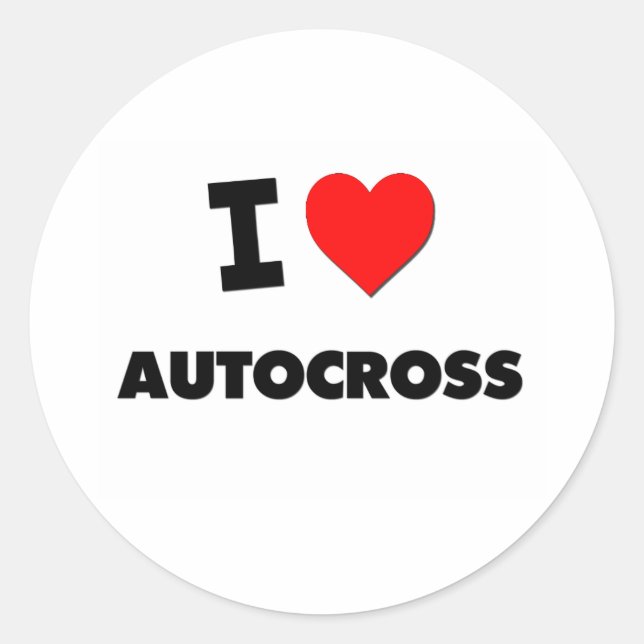 I Liebe Autocross Runder Aufkleber (Vorderseite)