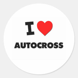I Liebe Autocross Runder Aufkleber