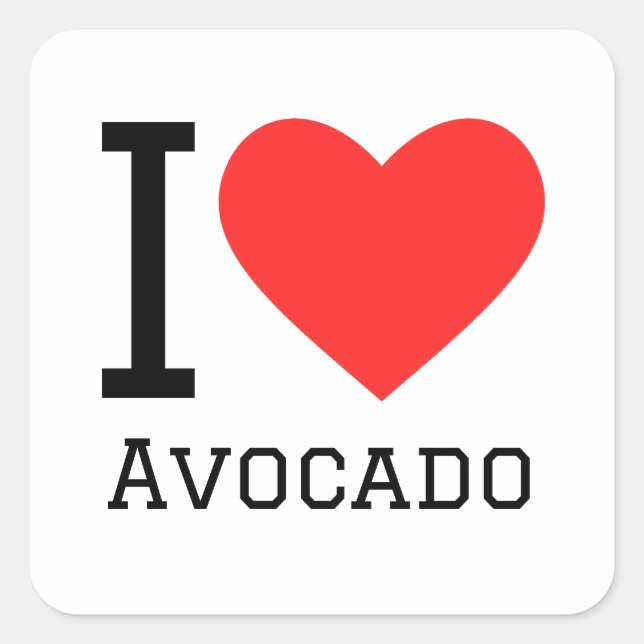 I Liebe avocado Quadratischer Aufkleber (Vorderseite)