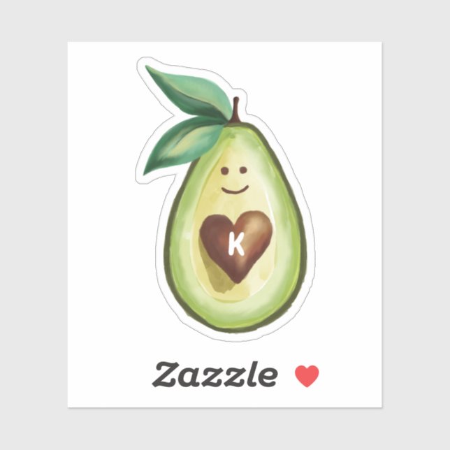 I Liebe Avocados Monogram Avocado Herzzeichen Aufkleber (Blatt)