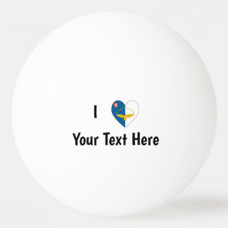 I Liebe (Azoren-Flaggenherz) Personalisiert Tischtennisball