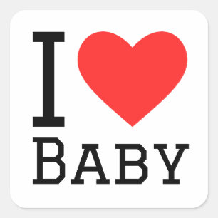 I Liebe Baby Quadratischer Aufkleber