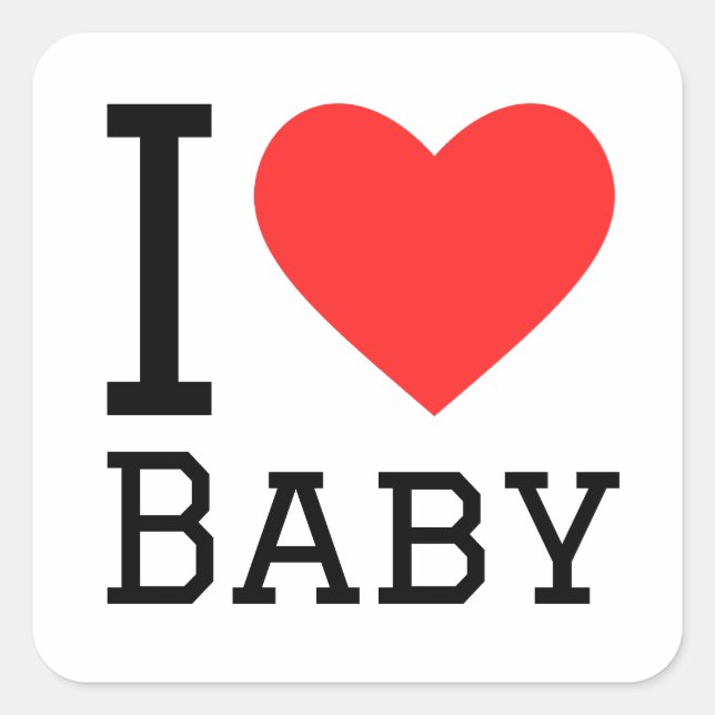 I Liebe Baby Quadratischer Aufkleber (Vorderseite)