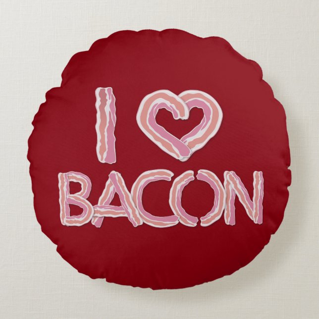 I Liebe Bacon Rundes Kissen (Vorderseite)